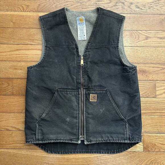 Carhartt Other - Vintage Carhartt Brown Canvas Sherpa Fleece Lined Full Zip Vest Medium
